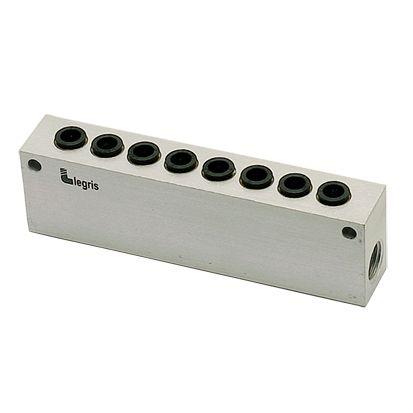 3310 06 13 | VERDEELBLOK ALUM  MET INSTEEKKOPPELINGEN - DIAM D : 6MM - C : G1/4